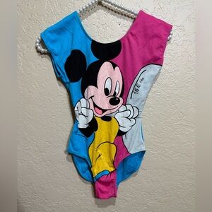 Vintage Disney MICKEY's WORKOUT WEAR Aerobics Front Mickey Graphic Bodysuit Sz m